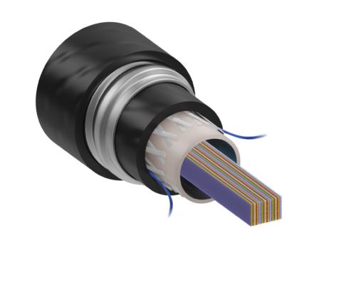 Indoor/Outdoor Ribbon Interlocking Armored, Gel-Free Riser Fiber Optic Cable
